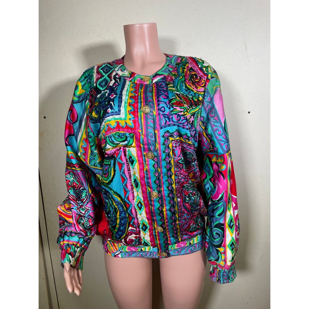 Diane Fres Abstract Embellished Jacket Size Large